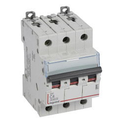 407854 Legrand DX3 - Disjoncteur triphasé 4A 3P C4 6000A/10kA - 400V - Bornes à vis - 3 modules
