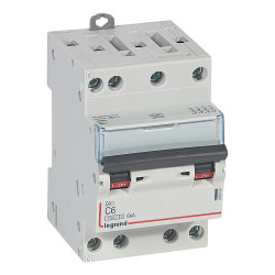 406906 Legrand DX3 - Disjoncteur tétrapolaire 6A 4P C6 - 4,5/6kA - 400V - Courbe C - Vis/vis - 3 modules - Peigne HX3