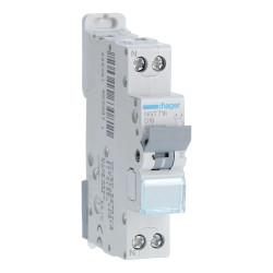 NGT716 - Disjoncteur Hager phase neutre 16A - 1P+N - 6/10kA - courbe D - Bornes à vis - 1 module