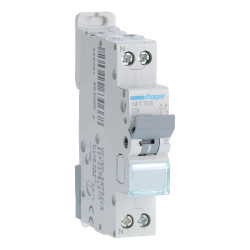 NFT703 - Disjoncteur Hager phase neutre 3A - 1P+N - 6/10kA - courbe C - Bornes à vis - 1 module
