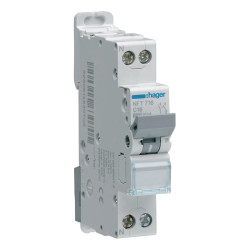 NFT716 - Disjoncteur Hager phase neutre 16A - 1P+N - 6/10kA - courbe C - Bornes à vis - 1 module