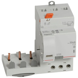 410472 - Bloc différentiel Legrand3P 63A 30mA - Type AC - 3M - Vis/vis - adaptable sur disjoncteur DX3 3P