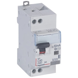 410709 - Disjoncteur différentiel Legrand1P+N 40A 30mA Type AC - DX3 4,5/6kA - Bornes décalées - Vis/vis