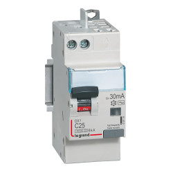 410719 - Disjoncteur différentiel Legrand1P+N 25A 30mA Type AC - DX3 4500A/6kA - Arrivée haut / dépat haut - Auto + vis