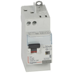 410720 - Disjoncteur différentiel Legrand1P+N 32A 30mA Type AC - DX3 4500A/6kA - Arrivée haut / dépat haut - Auto + vis