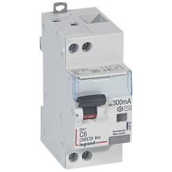 410723 - Disjoncteur différentiel Legrand1P+N 6A 300mA Type AC - DX3 4,5/6kA - Bornes décalées - Vis/vis