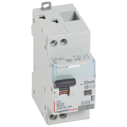 410736 - Disjoncteur différentiel Legrand1P+N 20A 30mA Type AC - DX3 4,5/6kA - Bornes décalées - Vis/vis