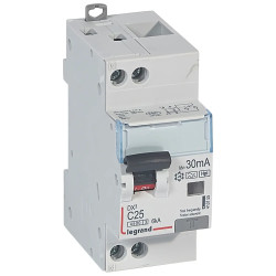410755 - Disjoncteur différentiel Legrand1P+N 25A 30mA Type F - DX3 4,5/6kA - Bornes décalées - Vis/vis