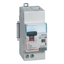410762 - Disjoncteur différentiel Legrand1P+N 20A 30mA Type F - DX3 4,5/6kA - Bornes décalées - Auto + vis