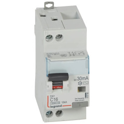 410785 - Disjoncteur différentiel Legrand1P+N 16A 30mA Type AC - DX3 6/10kA - Bornes décalées - Vis/vis