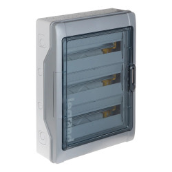 601987 Legrand Tableau étanche 3 rangées 18 modules - étanchéité IP65 - Avec embouts à perforation directe et bornier de terre