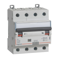 411189 - Disjoncteur différentiel triphasé Legrand4P 32A 30mA Type AC - DX3 6000A/10kA - Bornes alignées - 4M