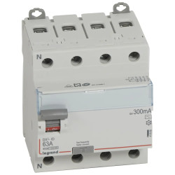 411666 - Interrupteur différentiel tétrapolaire Legrand4P 63A 300mA Type AC - Bornes alignées - Auxiliarisable