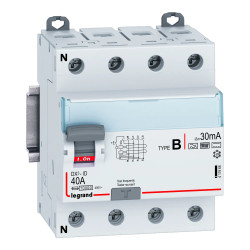 411966 - Interrupteur différentiel tétrapolaire Legrand4P 40A 30mA Type B - Bornes alignées - Auxiliarisable