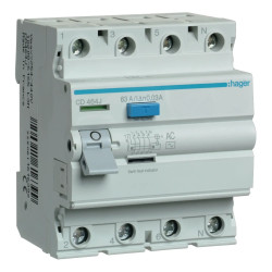 CD464J - Interrupteur différentiel Hager tétrapolaire 4P 63A 30mA Type AC - Bornes alignées - Auxiliarisable