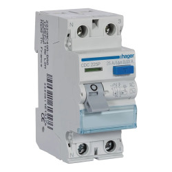 CDC225P - Interrupteur différentiel Hager bipolaire 2P 25A 30mA Type AC - Bornes alignées - Non auxiliarisable
