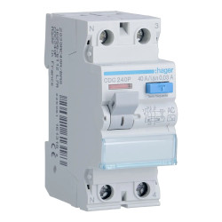 CDC240P - Interrupteur différentiel Hager bipolaire 2P 40A 30mA Type AC - Bornes alignées - Non auxiliarisable