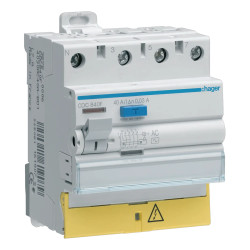 CDC840F - Interrupteur différentiel Hager triphasé + neutre 3P+N 40A 30mA Type AC - Bornes décalées - Alimentation basse