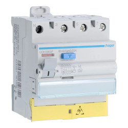 CDH863F - Interrupteur différentiel Hager triphasé + neutre 3P+N 63A 30mA type A HI - Haute immunité - Alimentation basse