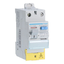 CFC742F - Interrupteur différentiel Hager bipolaire 1P+N 40A 300mA Type AC - Bornes décalées - Alimentation basse