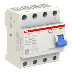 Interrupteur différentiel ABB tétrapolaire 4P 40A 30mA Type A - F204 A-40/0.03 - 2CSF204101R1400 - Auxiliarisable