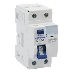 23740 - Interrupteur différentiel tétrapolaire EurOhm2P 40A 30mA Type AC - Bornes alignées - Vis/vis - Certifié NF