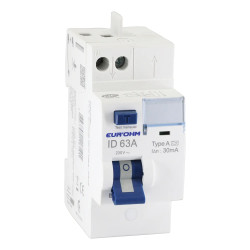 23563 - Interrupteur différentiel EurOhm2P 63A 30mA Type A - Arrivée haut / départ haut - Auto + vis - Certifié NF