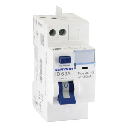 23463 - Interrupteur différentiel EurOhm2P 63A 30mA Type AC - Arrivée haut / départ haut - Auto + vis - Certifié NF