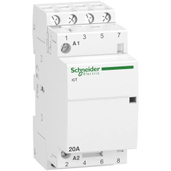 A9C22824 - Contacteur Schneider 20A tétrapolaire 4NO - Bobine 220V - 2 modules - Acti9 iCT 20A