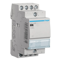 ESC426 - Contacteur Hager 25A tétrapolaire - Contacts 4NF - Bobine 220V - 2 modules - Bornes à vis