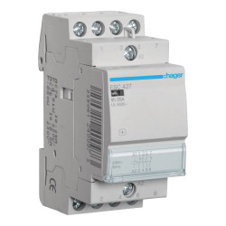 ESC427 - Contacteur Hager 25A tétrapolaire - Contacts 2NO+2NF - Bobine 220V - 2 modules - Bornes à vis