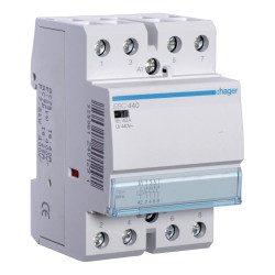 ESC440 - Contacteur Hager 40A tétrapolaire - Contacts 4NO - Bobine 220V - 3 modules - Bornes à vis