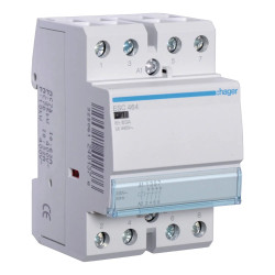 ESC464 - Contacteur Hager 63A tétrapolaire - Contacts 4NF - Bobine 220V - 3 modules - Bornes à vis