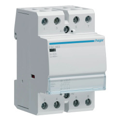 ESC463 - Contacteur Hager 63A tétrapolaire - Contacts 4NO - Bobine 220V - 3 modules - Bornes à vis