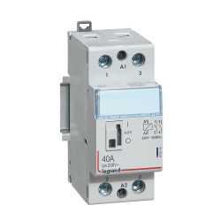 412545 - Contacteur chauffe eau Legrand 40A - 2NO - bobine 220V - avec commande manuelle - 2 modules