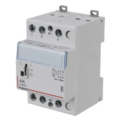 412549 - Contacteur jour nuit Legrand triphasé 3P - 40A - bobine 220V - contact 3NO - 3 modules
