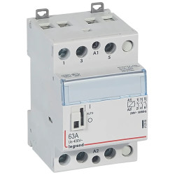 412550 - Contacteur jour nuit Legrand triphasé 3P - 63A - bobine 220V - contact 3NO - 3 modules