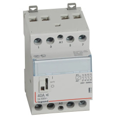 412562 - Contacteur chauffe eau tétrapolaire Legrand 4P silencieux - 40A - bobine 230V - contact 4NO - 3 modules