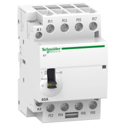 A9C21864  - Contacteur chauffe eau tétrapolaire Schneider 63A - 4NO - Bobine 220V - Double tarif (heures creuses) - Acti9 iCT