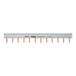 KB263A Hager - Peigne bipolaire pour disjoncteur 2P - 12 modules - 10mm² - 63A - Bornes alignées