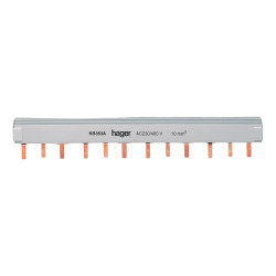KB363A Hager - Peigne triphasé pour disjoncteur 3P - 12 modules - 10mm² - 63A - Bornes alignées