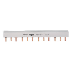 KB363C Hager - Peigne triphasé pour disjoncteur 3P - 24 modules - 10mm² - 63A - Bornes alignées