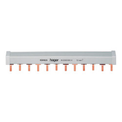 KB463A Hager - Peigne tétrapolaire pour disjoncteur 4P - 12 modules - 10mm² - 63A - Bornes alignées