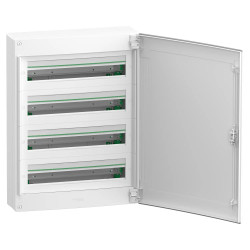 LVSXQ424 Tableau tertiaire PrismaSet XS plastique saillie 4 rangées 24 modules - COMPLET AVEC PORTE et accessoires
