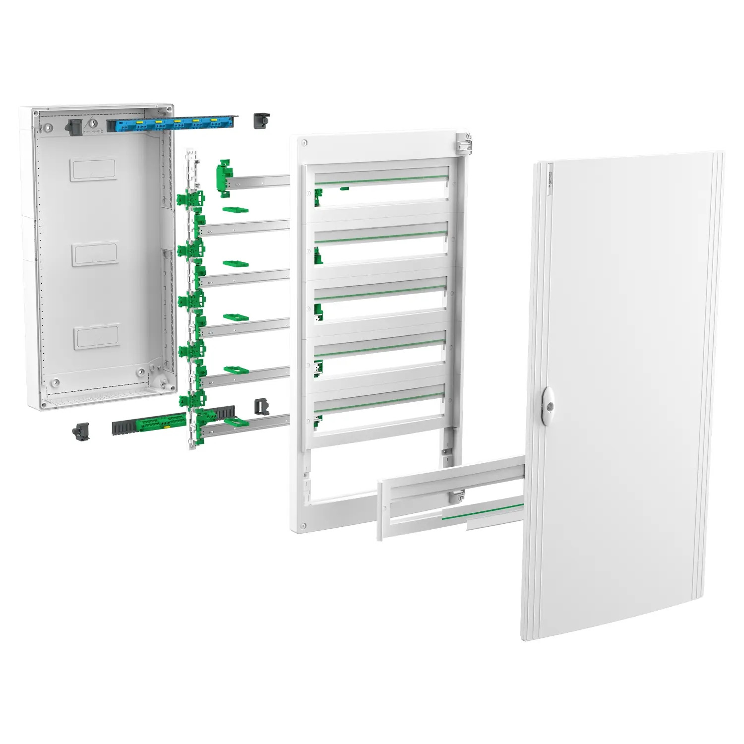 LVSXQ524 Tableau tertiaire PrismaSet XS plastique saillie 5 rangées 24 modules - COMPLET AVEC PORTE et accessoires