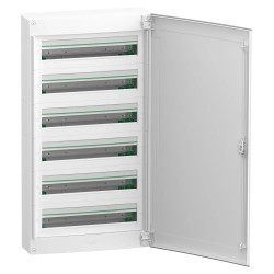 LVSXQ624 Tableau tertiaire PrismaSet XS plastique saillie 6 rangées 24 modules - COMPLET AVEC PORTE et accessoires