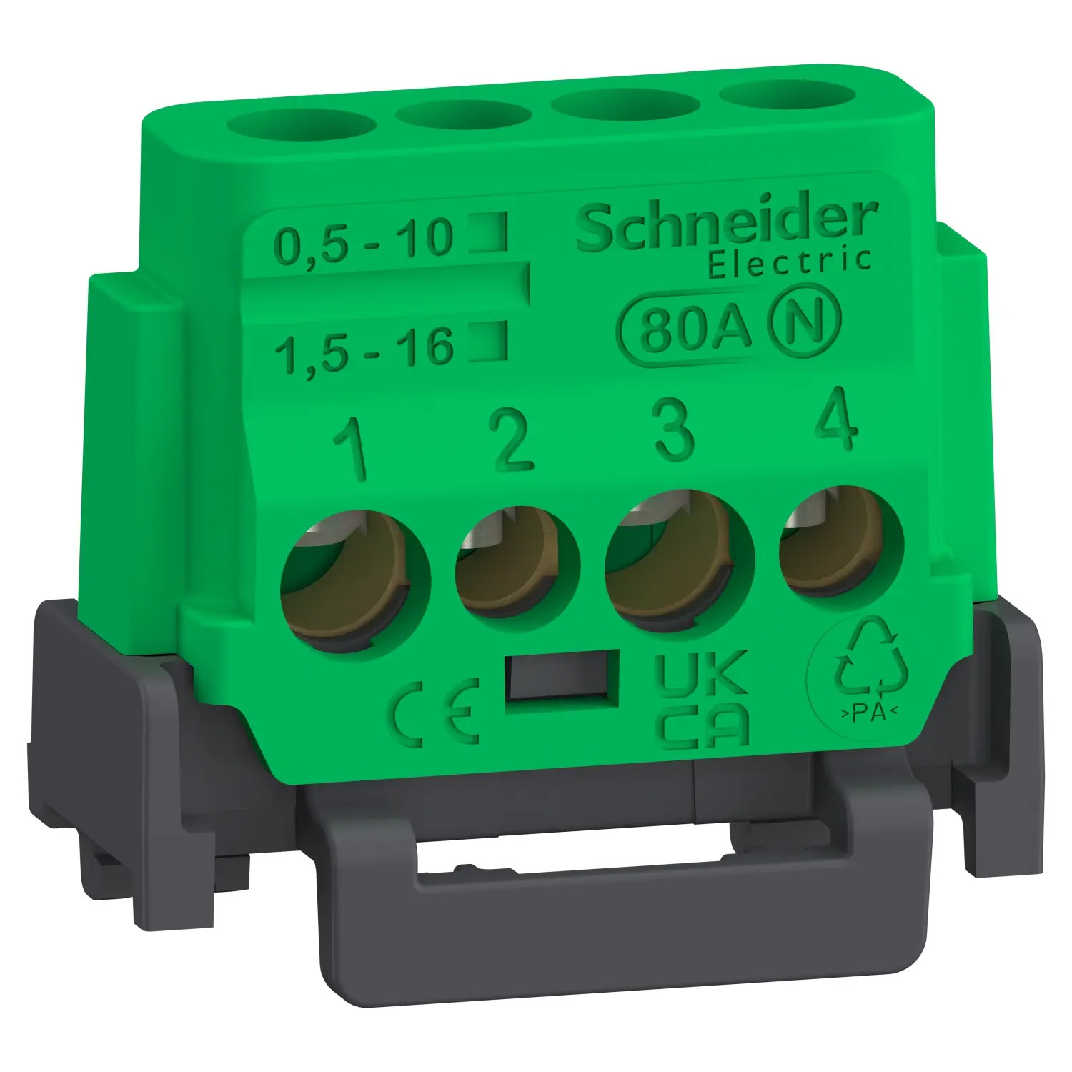 LGYT2A04 Schneider Bornier terre ou neutre 80A 4 trous vis