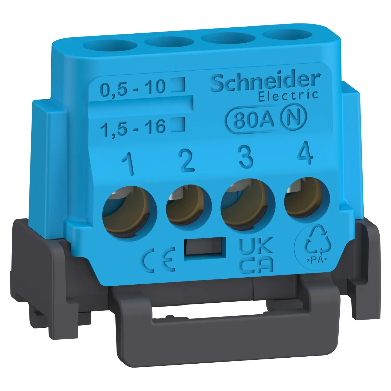 LGYT2A04 Schneider Bornier terre ou neutre 80A 4 trous vis