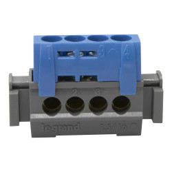004840 Legrand Bornier neutre isolé IP2X à vis 4 connexions 47mm LEG004840