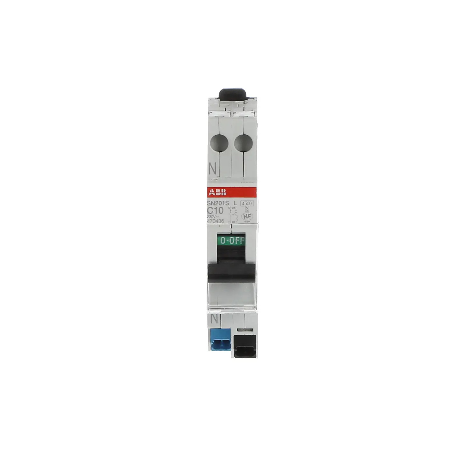 470436 ABB SN201S L-C10-L disjoncteur 1P+N 10A courbe C auto 2CSS245202R0104